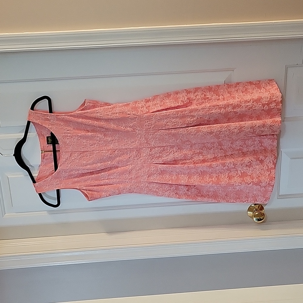 Taylor peachy pink tank floral fit and flare dress 6